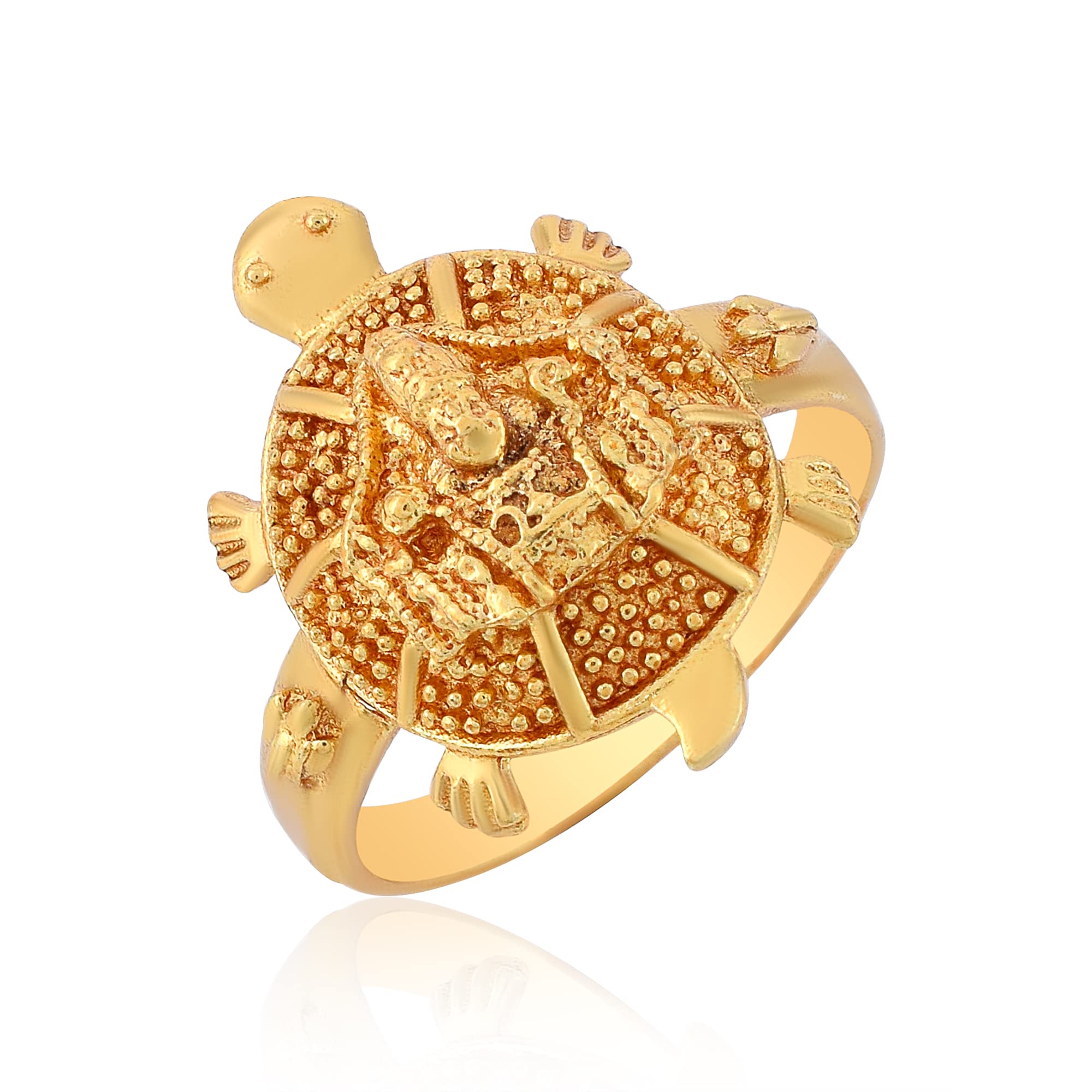 dulci Gold Plated Brass Tirupati Balaji Tortoise Turtle Feng Shui Design Finger Ring for Men Women-picture-22