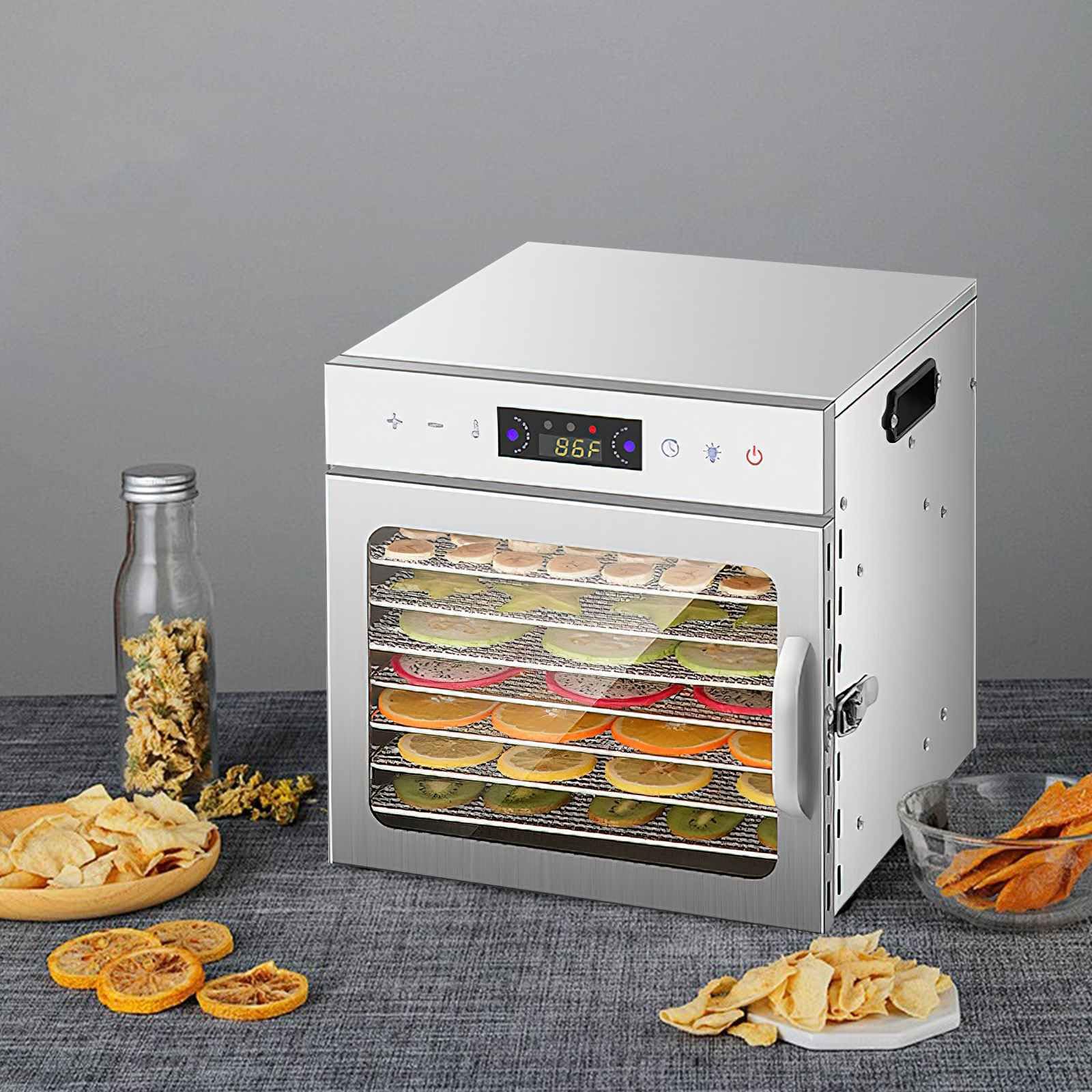 Deshidratador alimentario 400 W, 8 bandejas de acero inoxidable ajustables