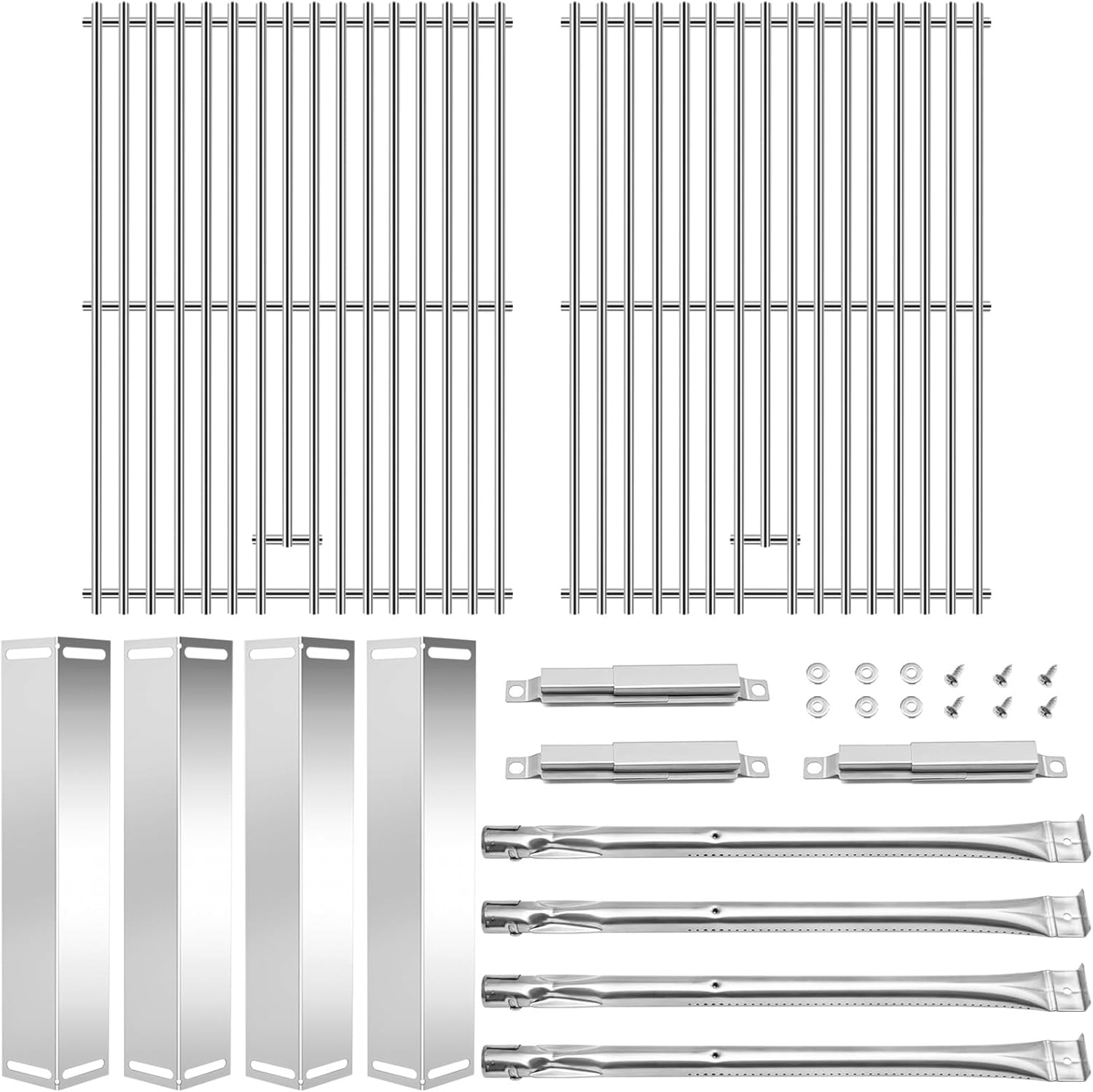 Criditpid Grill Replacement Parts for Charbroil 463211514 463211513 463211512 463211516, Stainless Steel Grill Grate, Grill Heat Tents, Burners & Carryover Tubes for Char-Broil 4 Burner Grills.
