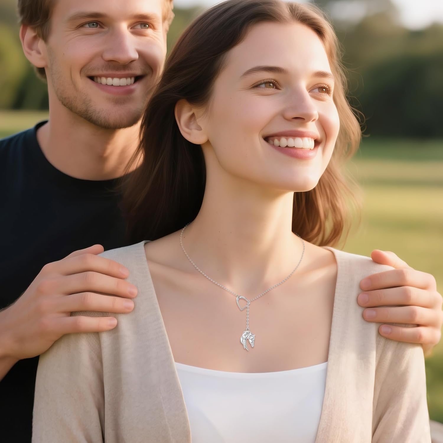 Horse Necklace 925 Sterling Silver Horse Strirrup Lariat Pendant Necklace Y Layered Western Jewelry for Women - Image 5