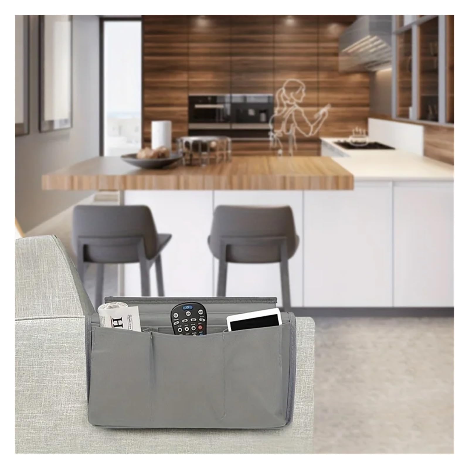 Betttasche TV-Fernbedienungshalter, Couch-/Sofa-Tablett, Armlehnen-Organizer, Stuhl, Couch-Caddy, Sofa-Armlehnentasche, Nachttisch-Aufbewahrung, Hänge-Organizer Für Betten, Sofas(White)