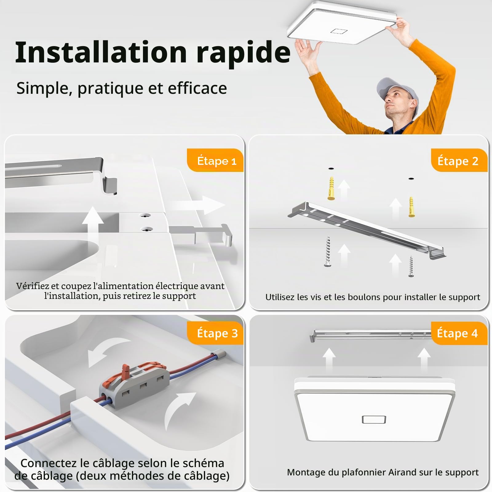 Airand plafonnier LED salle de bain 3000K