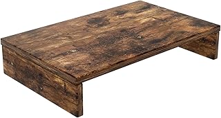 Bestier Monitor Stand Riser Wood Monitor Riser PC Stand Shelf for Desk Monitor/TV Stand Desktop Laptop Stand Wooden Desk Riser P2 Wood (Rustic Brown, 15.7 Inch)