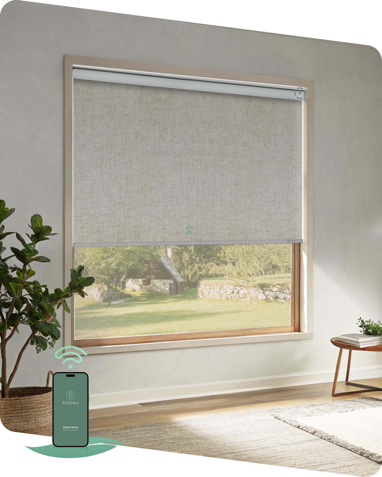 Yoolax Motorized Blinds App Control, Blackout Roller Shades for Windows, Cordless Automatic Shades Roller Window Blinds for Bedroom Living Room Office