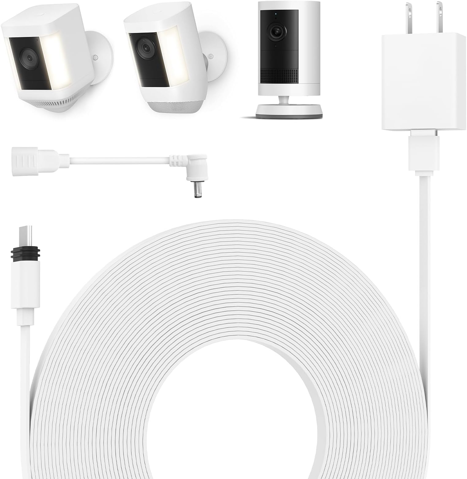 Power Adapter for Spotlight Cam Plus/Pro (Battery) and Spotlight Cam (Battery), with 25Ft/7.5m Weatherproof Outdoor Cable to Continuously Charge Your Home Security Camera