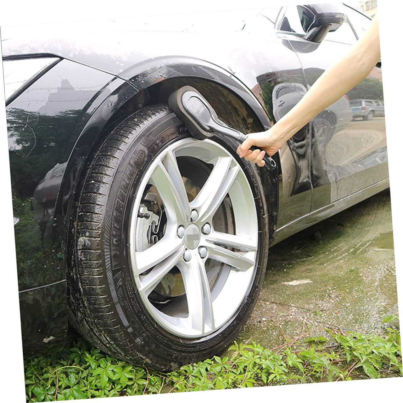 Amosfun 4 Pezzi Spazzola Detailing Auto per Cerchi con Sostituibile Applicatore Lucidante Pneumatici Leggera e Durevole per Pulizia Pneumatici e Cerchioni Auto