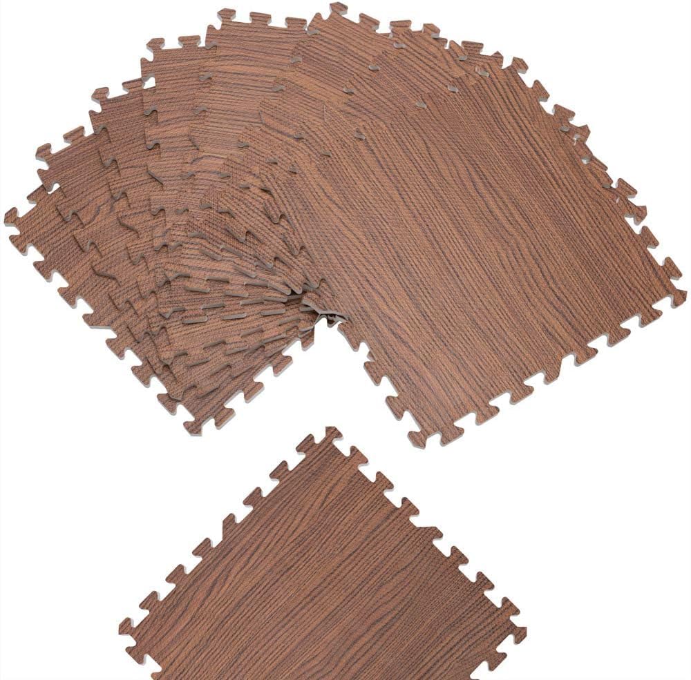 MONZANA® 8x Interlocking EVA Foam Floor Mat Set | 180x90cm Total Coverage | Non-Slip, Waterproof, Gym Protective Mats Fitness Tiles | 45x45cm Each | Wood Effect