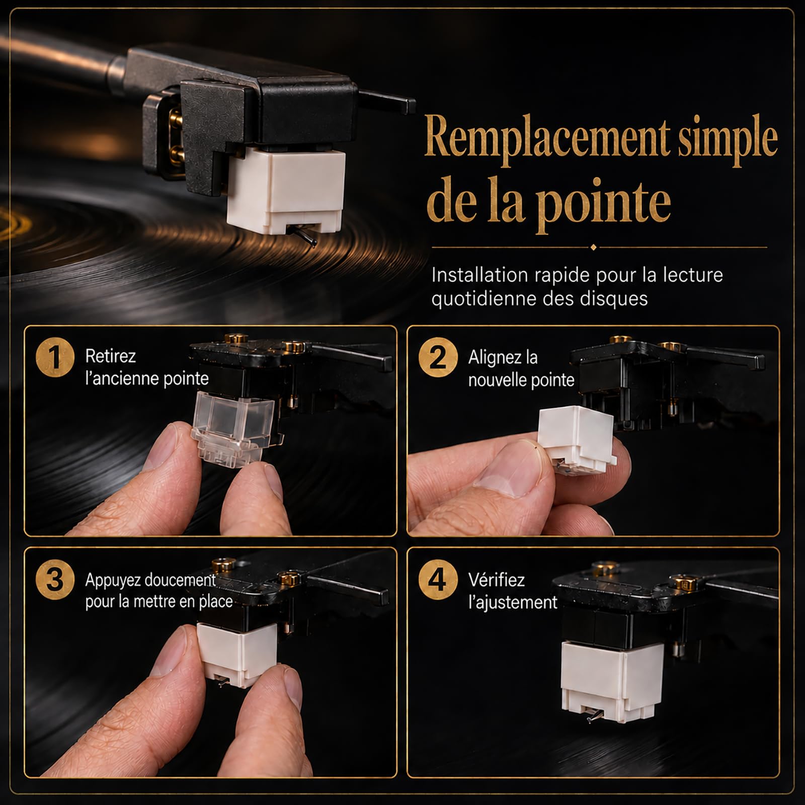 Stylet de Remplacement Compatible AT3600L, Aiguille Diamant pour Platine Vinyle, Accessoire Hi-Fi pour Tourne-Disque LP