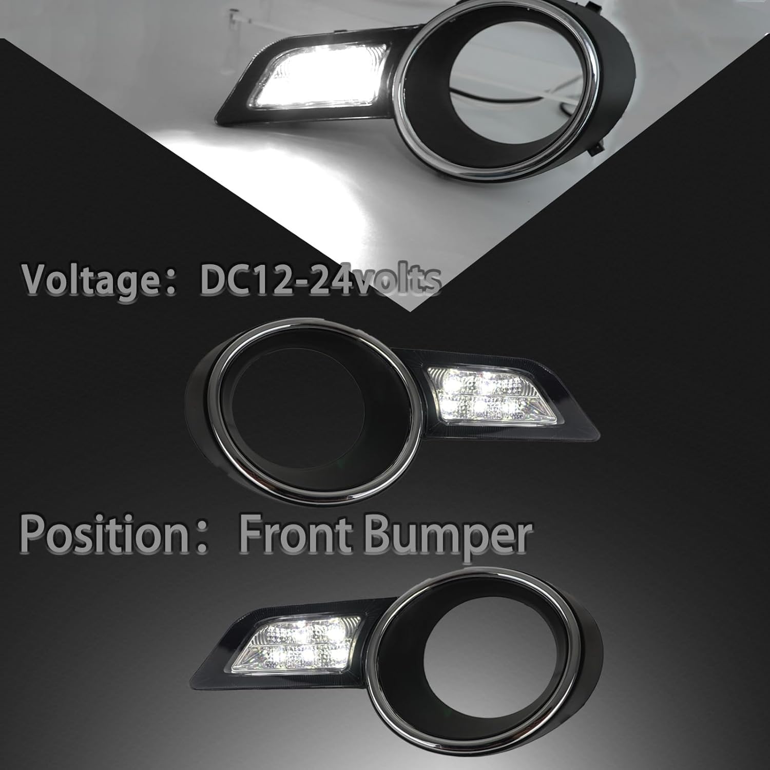 LED Front Bumper Fog light Daytime Running Light Feature Kit for Toyota Highlander 2008 2009 2010 Replacement Front Bumper Trim Accessories｜TO1039143, TO1038143