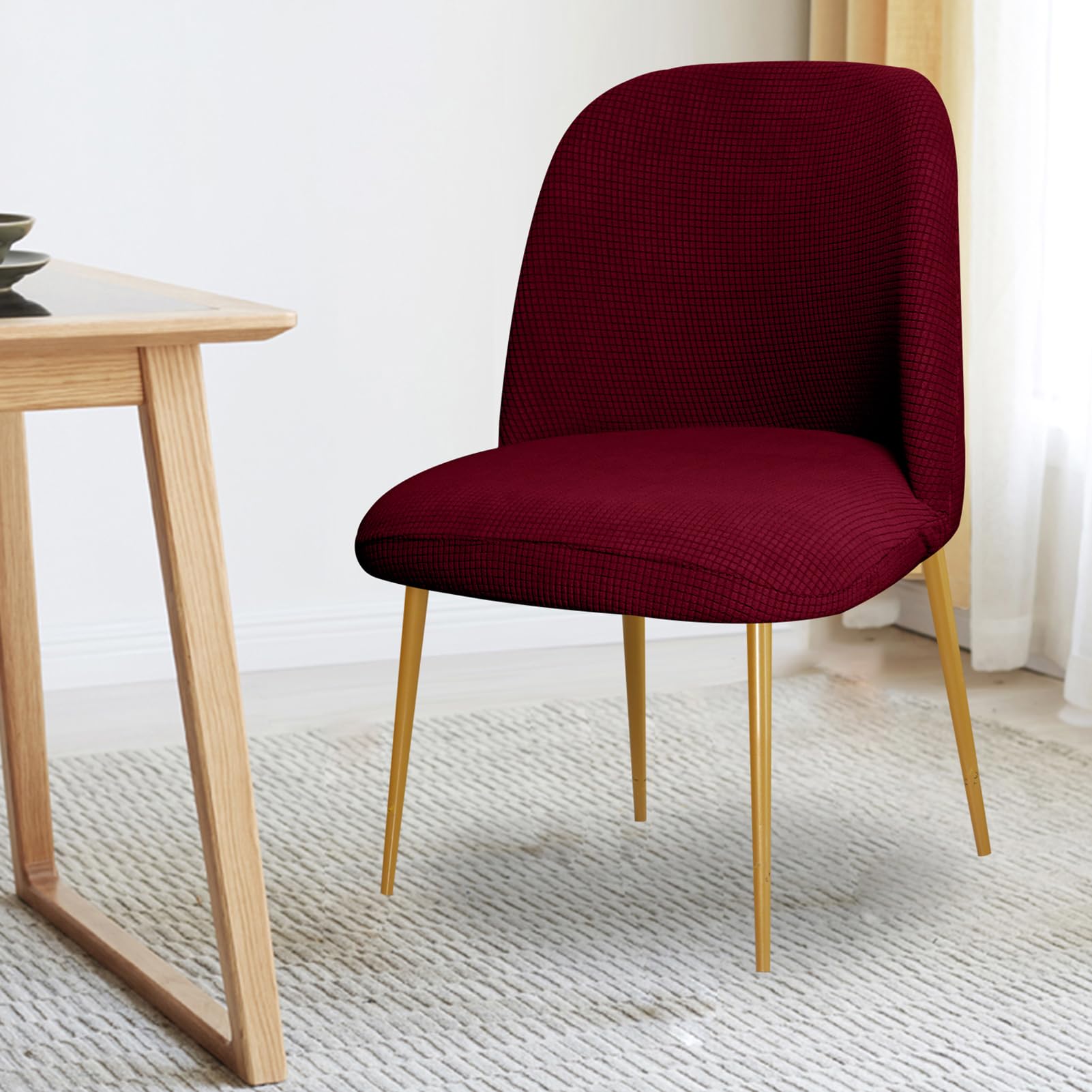 Coprisedia con schienale curvo per sala da pranzo, set da 1/2/4/6 coprisedili protettivi semicircolari, in tessuto elasticizzato, lavabili in lavatrice, eleganti protezioni per sedie