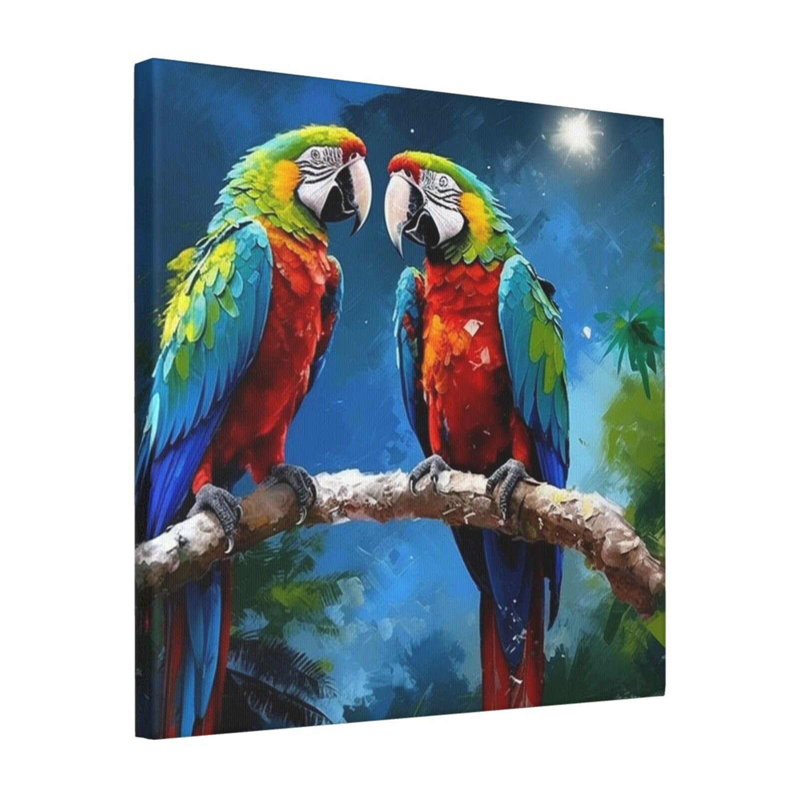 FodPand Parrots Canvas Wall Art for Living Room Wall Decor 16"x16" Modern Artwork Painting Pictures Hanging Canvas Prints Aesthetic Wall Art for Bedroom Bathroom Office Wallart Decor