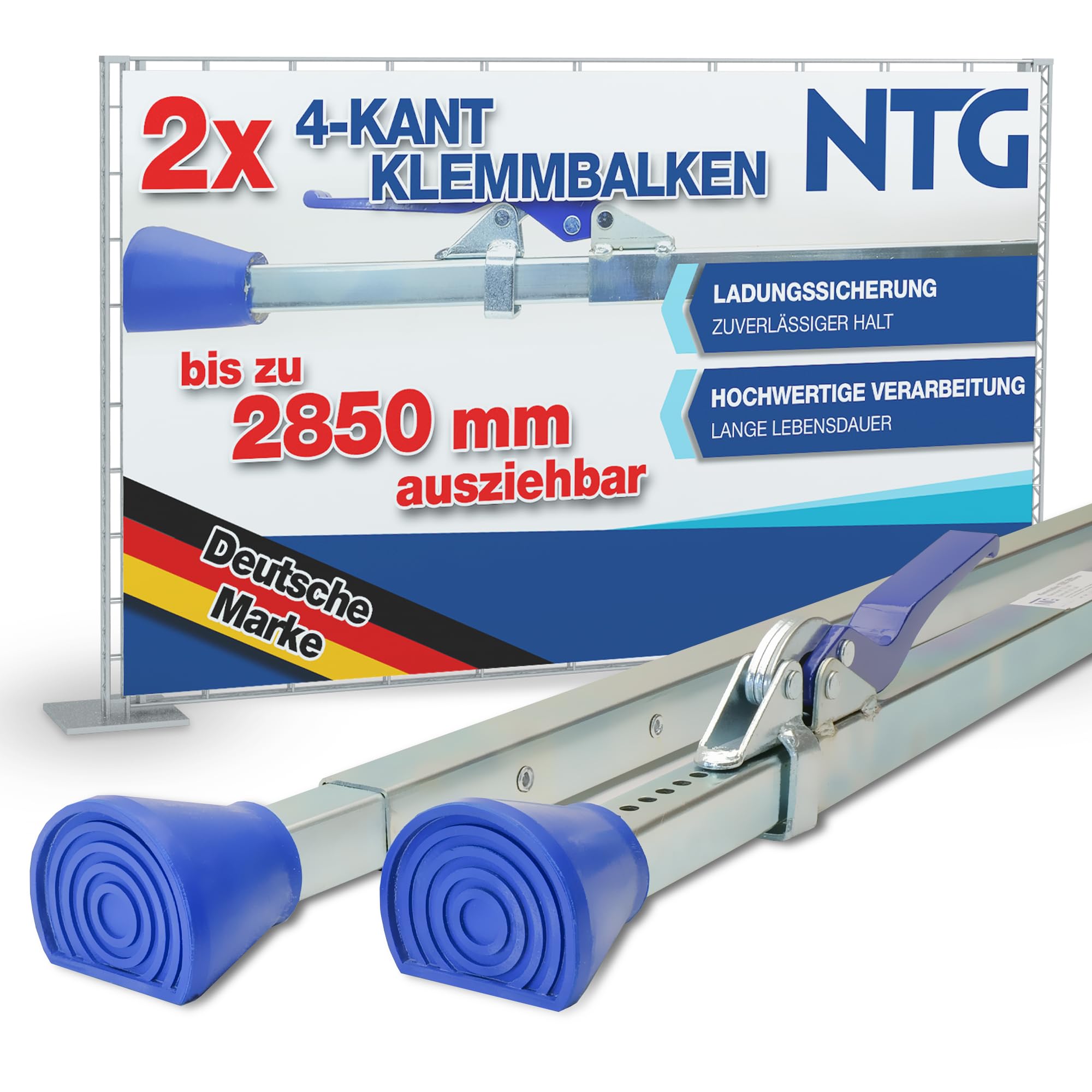 NTG - Barra di ancoraggio rettangolare, set da 4 x 1 m in alluminio, con fori da 1 m, 1000 mm, fissaggio del carico per camion e camper, guida forata, color argento