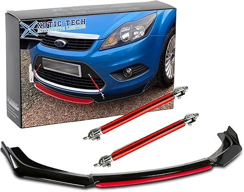 Xotic Tech alerón de protección para parachoques delantero, negro con rojo, kit con barra de acoplamiento ajustable de 8-11pulgadas