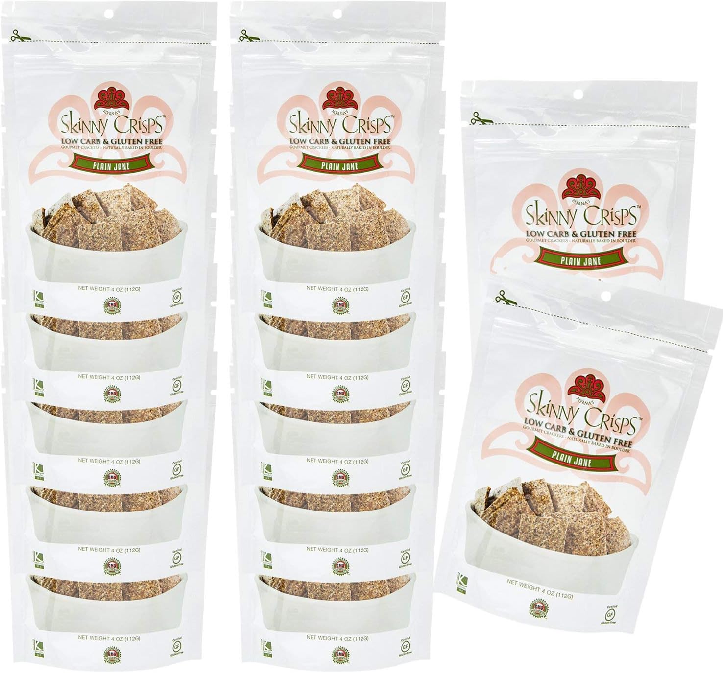 Skinny Crisps Plain Jane Gluten Free Crackers (Pack of 12)