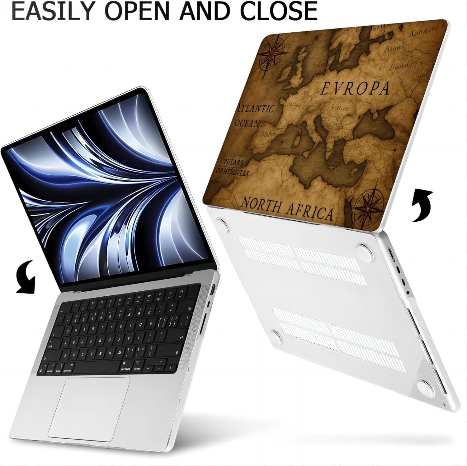 Compatible with MacBook Neo 13-inch, Hard Shell Case with Keyboard Cover and Screen Protector (A3404 A18 Pro chip, 2026 Release) - Vintage Map MC22724