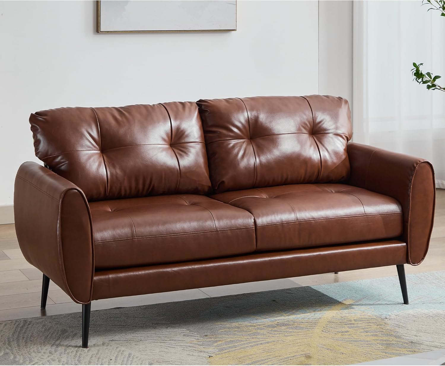GRAVFORCE 2 Seater Sofa Modern Design Loveseat Sofa Bed PU Leather