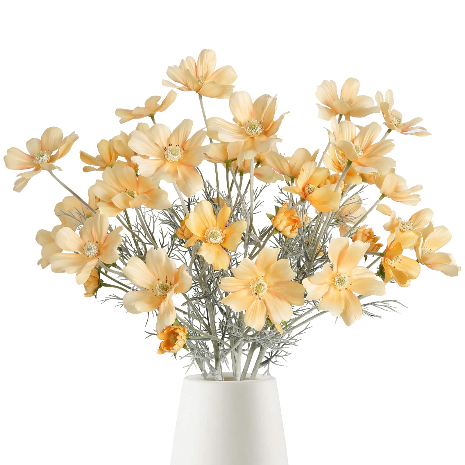 Fqueelvys 6PCS Cosmos Silk Flowers 24'' Wild Flowers Artificial Fake Flowers Arrangement for Wedding Party Kitchens Home Decoration(Champagne) — image 1