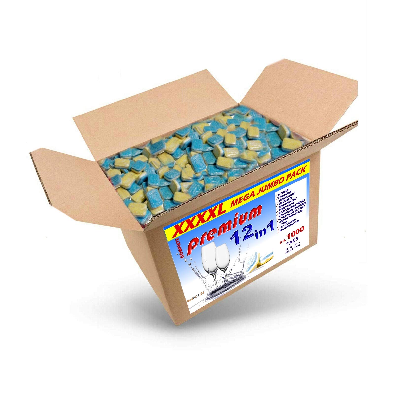 ProMax Power 12 in 1 Spülmaschinen Bruchtabs, 20 KG Karton | mit wasserlöslicher Folie, Geschirrspültabs, 12 verschiedene Funktionen