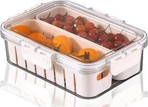 YFXOHAR Fridge Storage Boxes, Fridge Organiser with Removable Drain Box, Fridge Storage Containers for Keeps Fruits, Vegetables, Meat, Fish Fresh