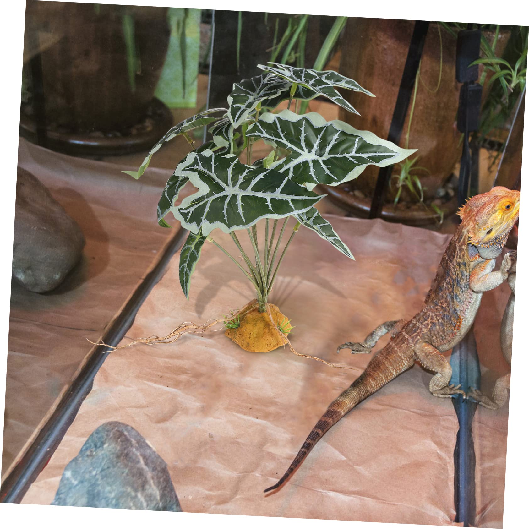 POPETPOP 4stücke Künstliche Pflanzen Für Aquarien Und Terrarien Teilig Verstellbar Aus Sicherem Für Reptilien Und Fische Natürliche Versteckmöglichkeiten Schaffen