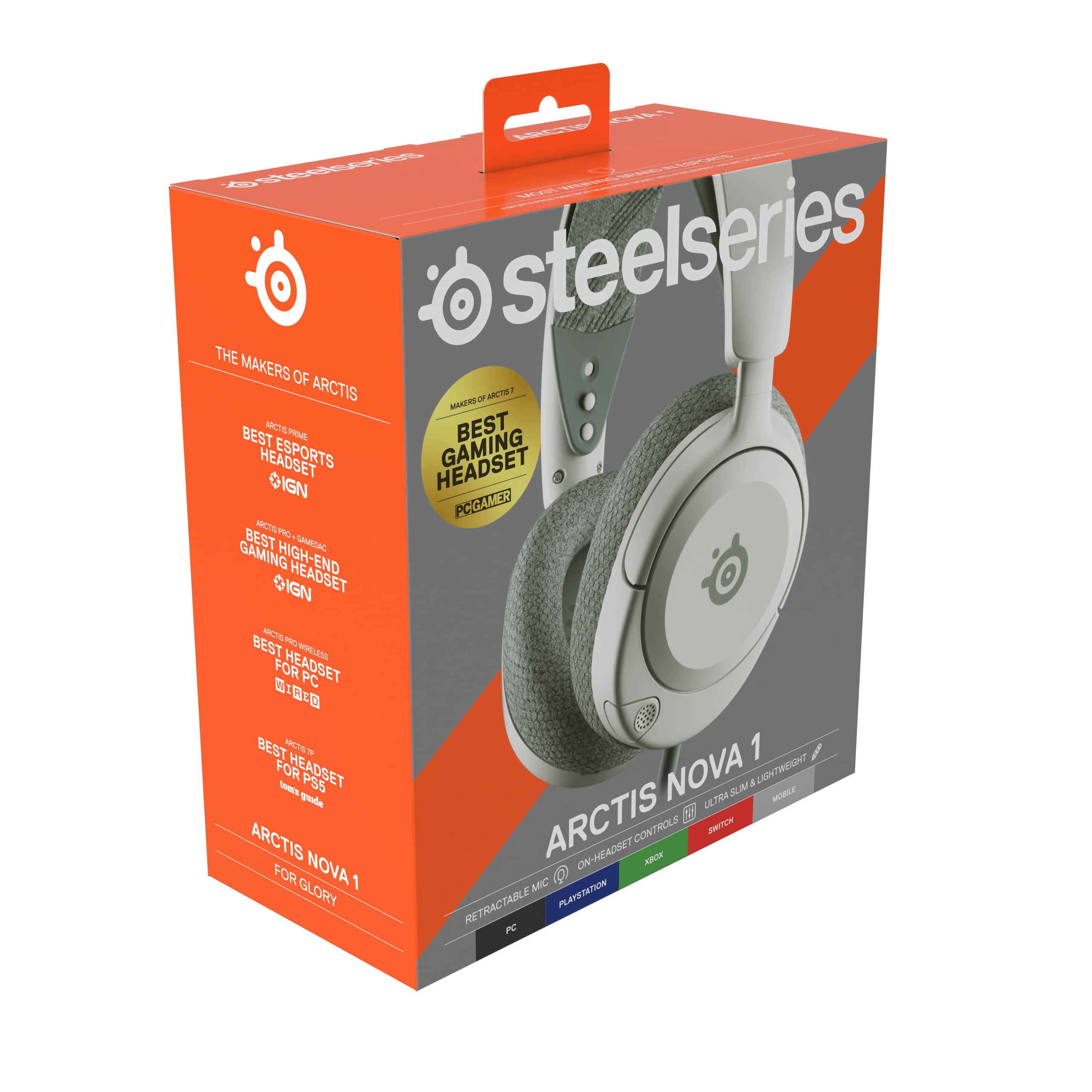 SteelSeries NUOVO Cuffie da gioco multi-sistema Arctis Nova 1 - Driver Hi-Fi - Audio spaziale a 360° - Design confortevole - Durevole - Ultra leggero - Microfono con cancellazione del rumore - PC,