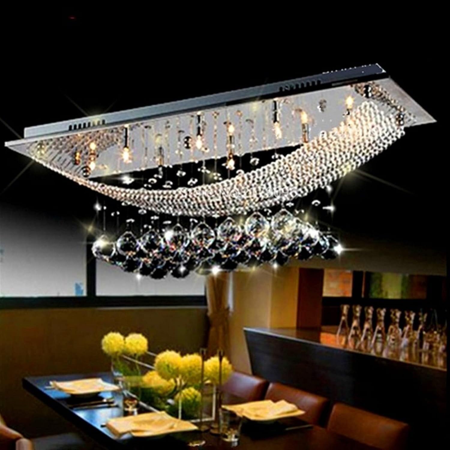 Genérico Lámpara LED moderna for restaurante, Villa, sala de estar, personalidad, candelabro cristal americano K9, Lámpara colgante