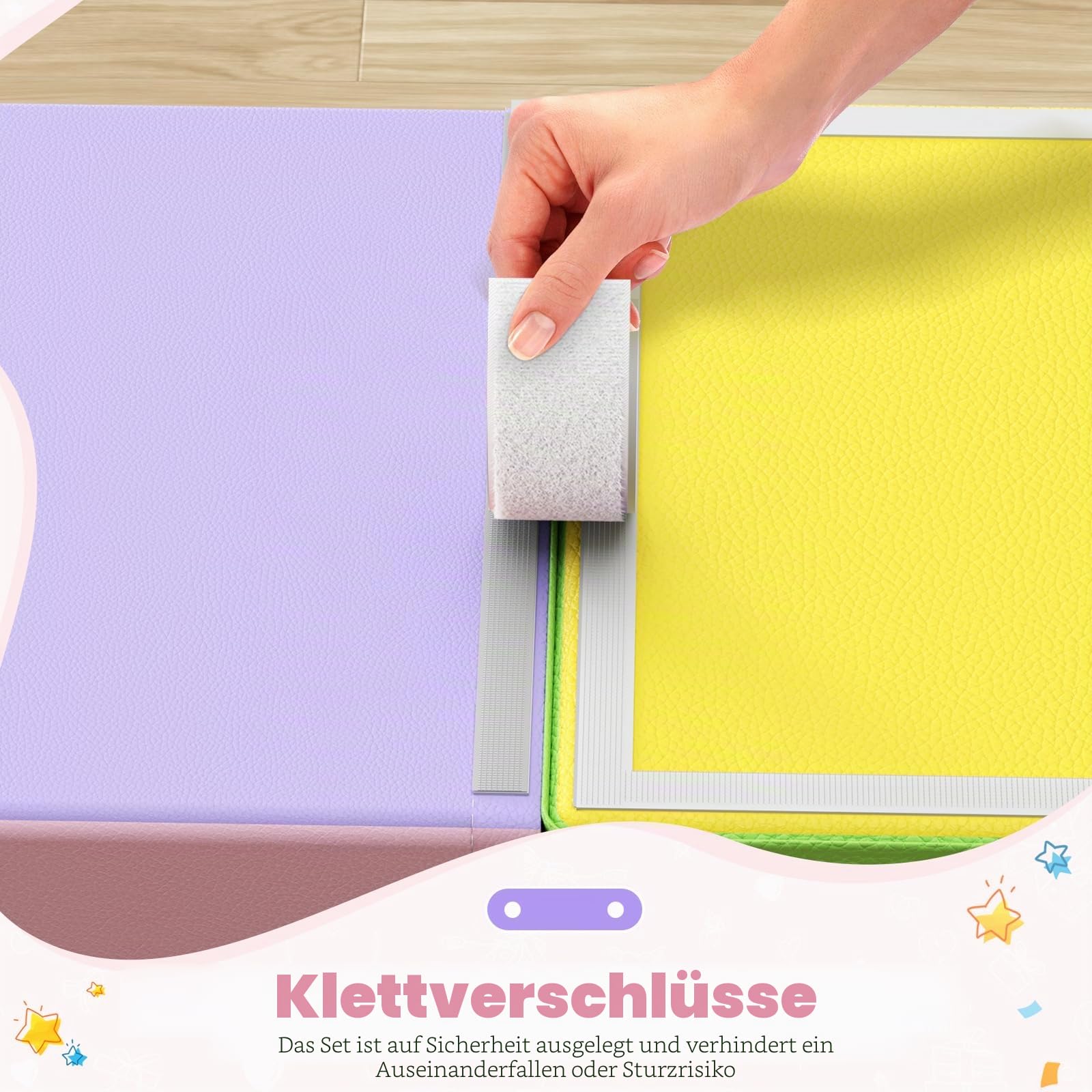 4-teilige Schaumstoff Kletterbausteine, Makaron Farben Softbausteine mit Klettverschluss, Kombinierbares Spielzeug für Kleinkinder Indoor & Kindergarten