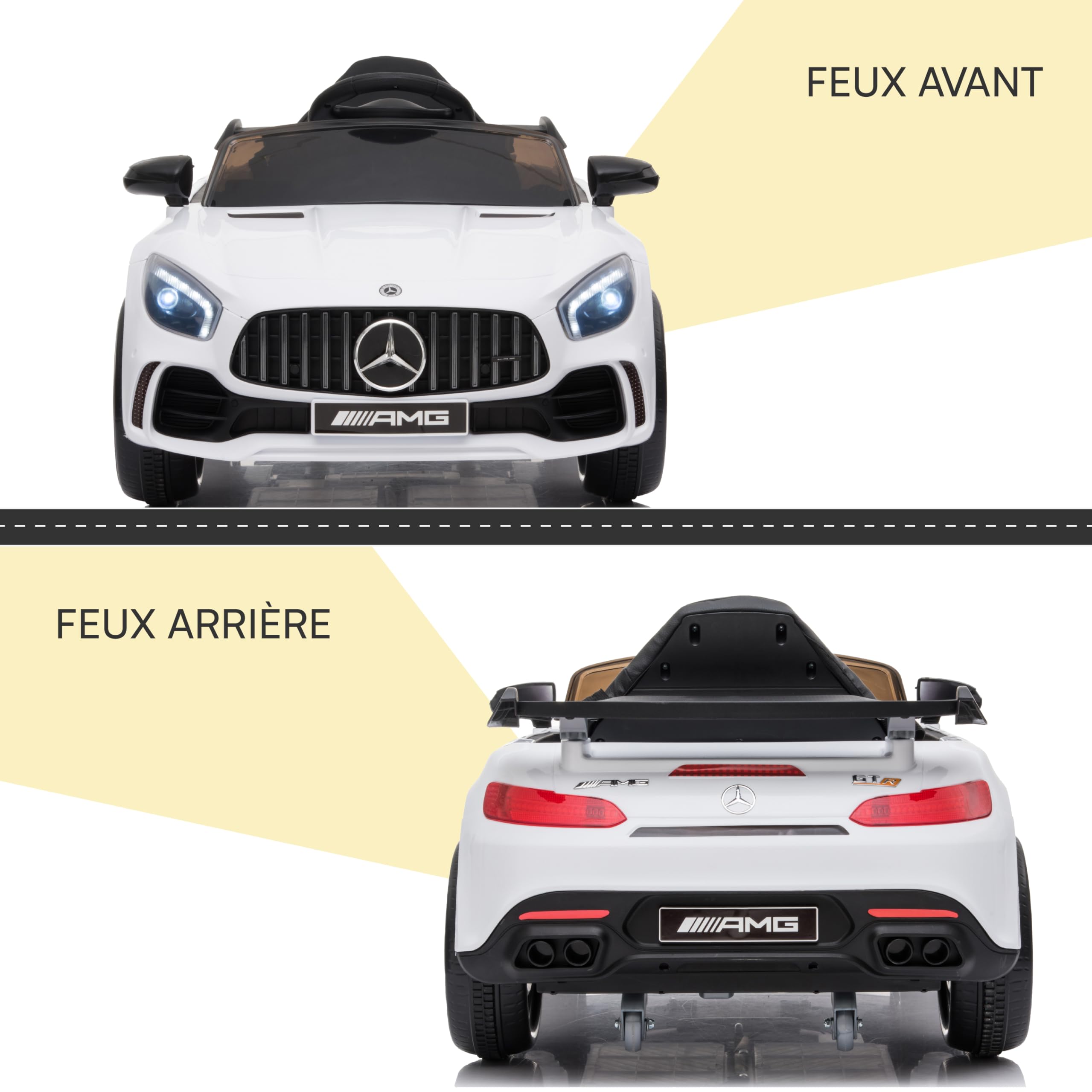 Baroni Toys Mercedes AMG Voiture Électrique Enfants 12V 25kg 1-4 Ans Blanc