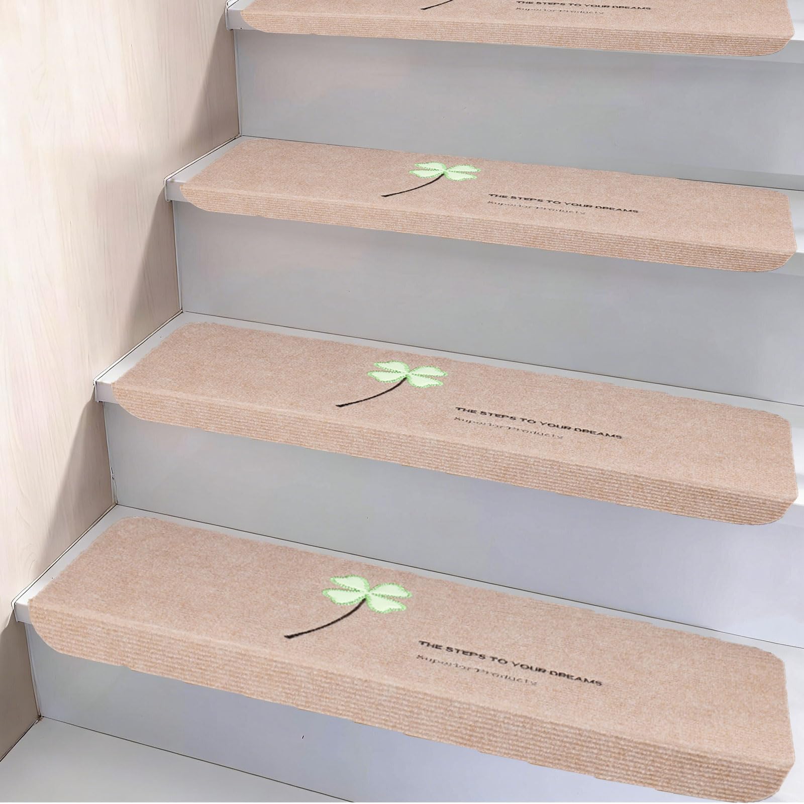 Alfombra para escaleras con reverso de goma premium: alfombrillas lavables de diseño elegante