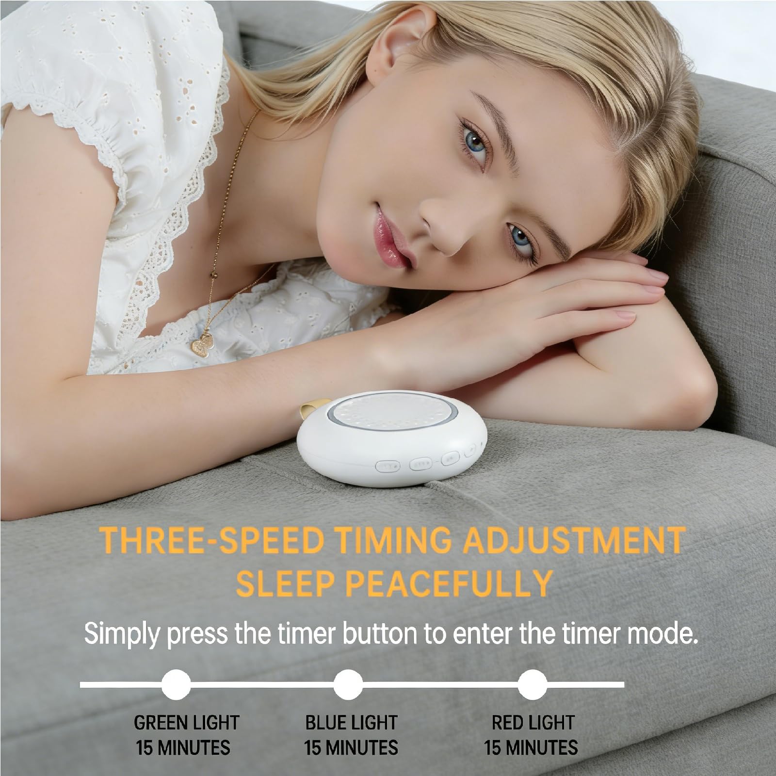 Mini White Noise Machine für Schlaf, 24 beruhigende Geräusche, tragbare Einschlafhilfe mit Nachtlicht, 18H Spielzeit, USB wiederaufladbar, Baby Erwachsene Reise Schlaf Sound Maschine