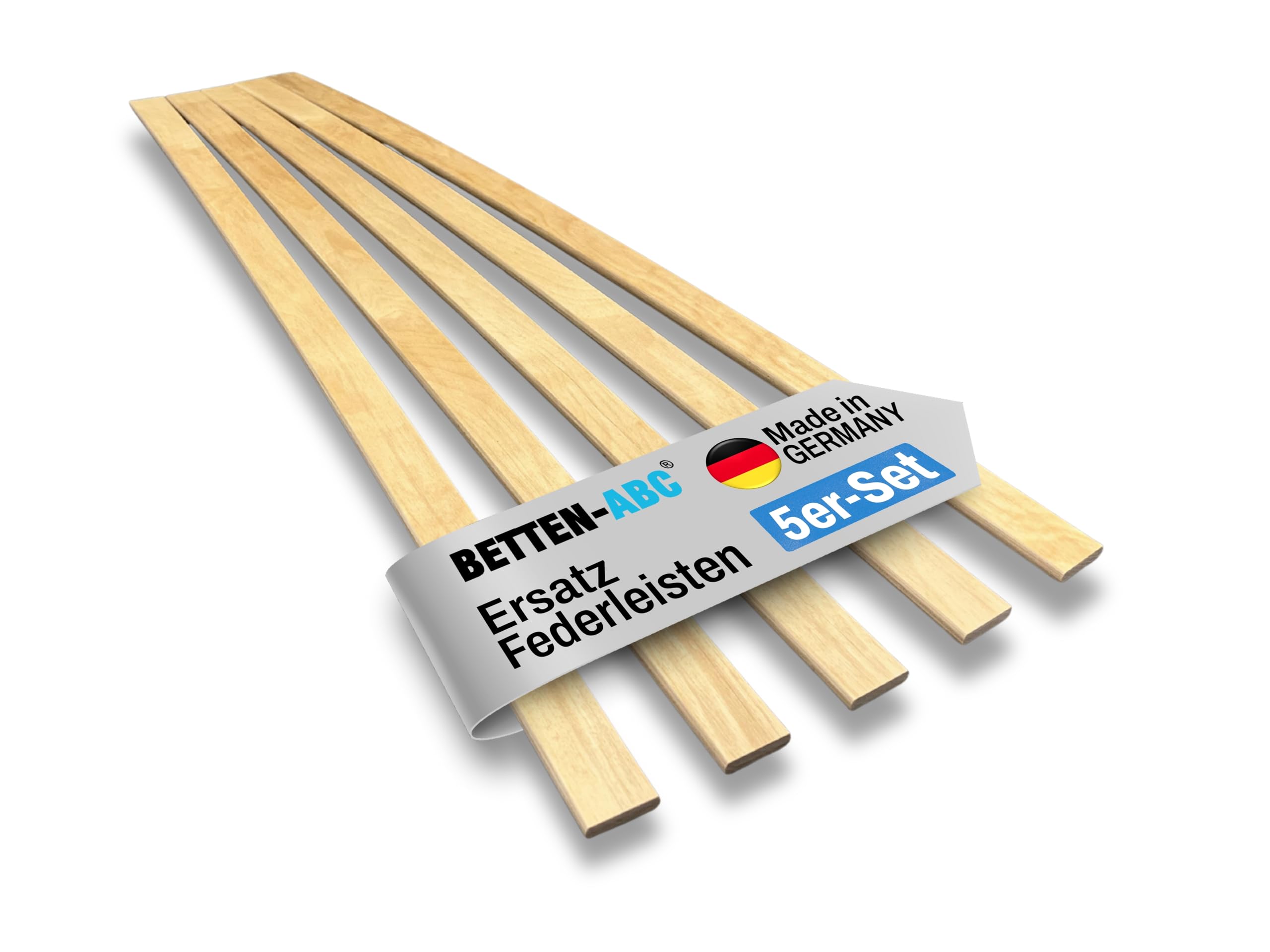 Betten-ABC – Ersatz Federholzleisten – 5er Set – Länge für 70 cm (680 mm) – Breite 34 mm – für viele gängige Lattenroste geeignet – Farbe Natur - hergestellt aus Schichtholz in Deutschland
