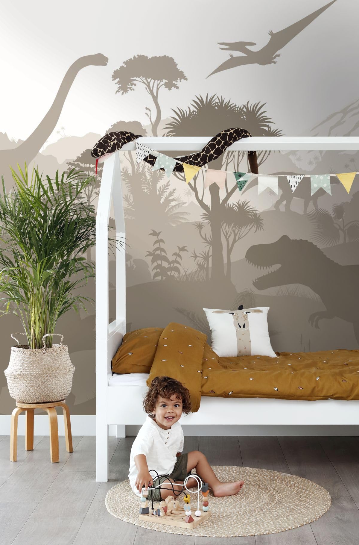 ESTAhome fototapeta dinozaury brązowym 300 x 279 cm