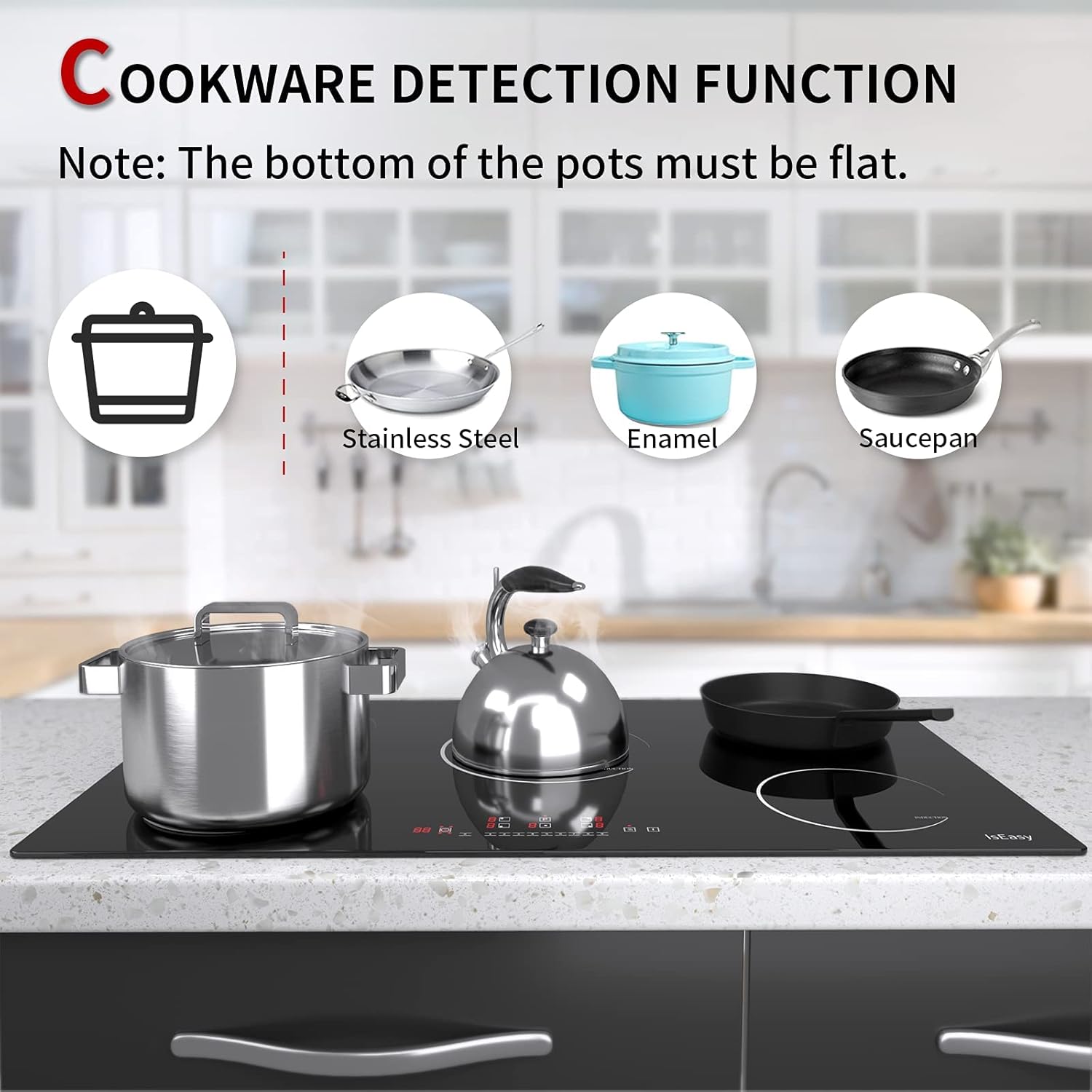 Piano Cottura a Induzione 9300W da Incasso, Fornello ad Induzione in Vetroceramica a 5 Piaste, Nero (5 Fornelli - L90cm)