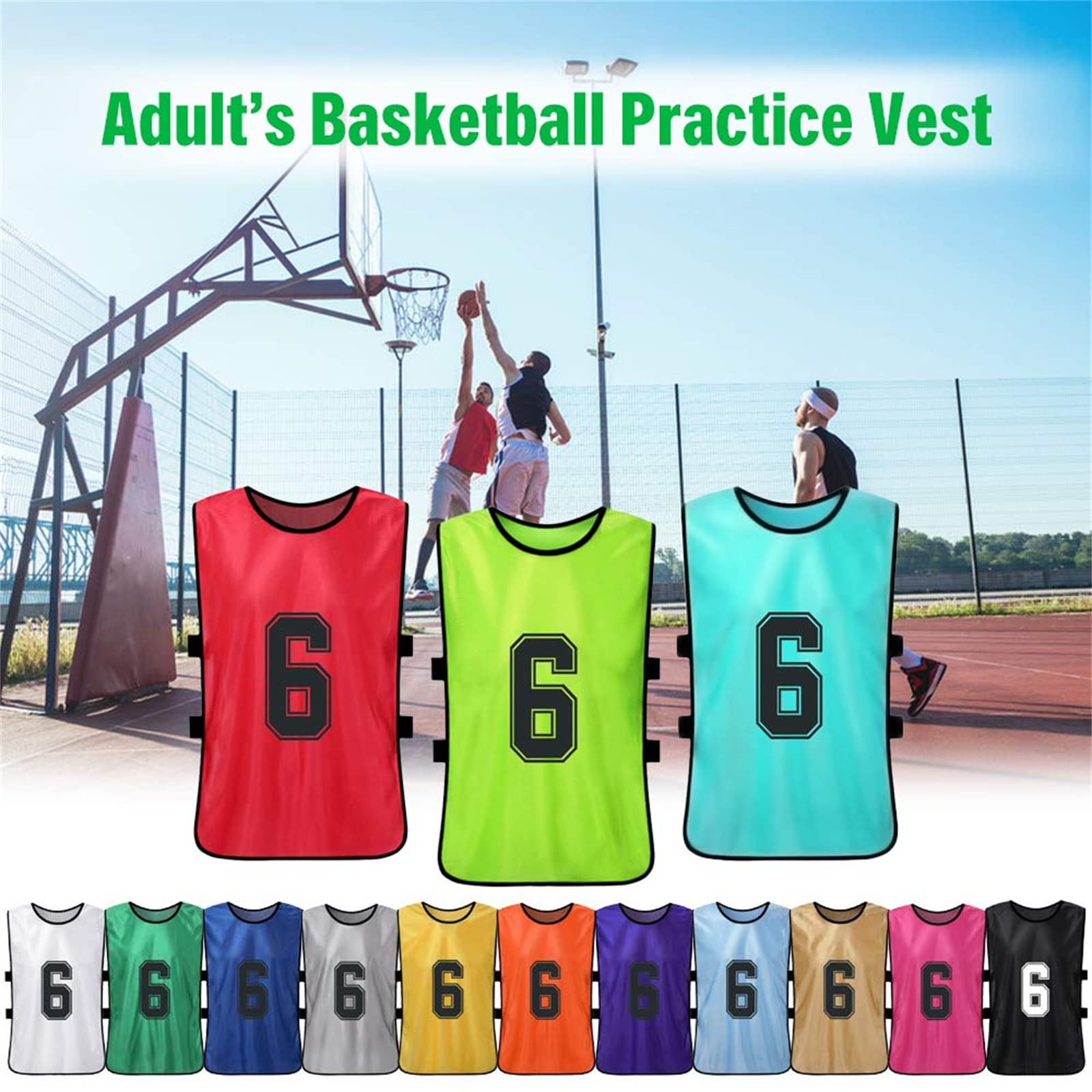 12 Stück Atmungsaktives Mesh Scrimmage Weste/2 Farben Markierungshemden/Trainings-Leibchen/Basketball/Football für Jugend and Erwachsene Teamsportbedarf Fußballtraining