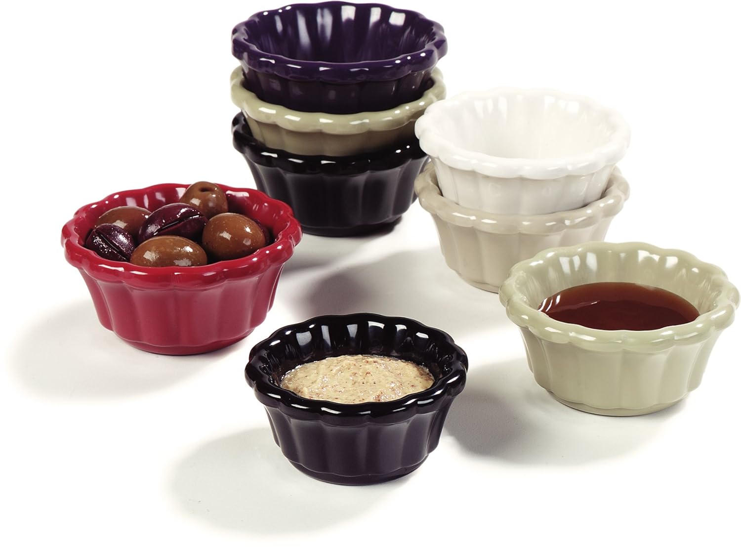 Carlisle Melamine Scalloped Ramekin, 1 oz, Black (Pack of 48)