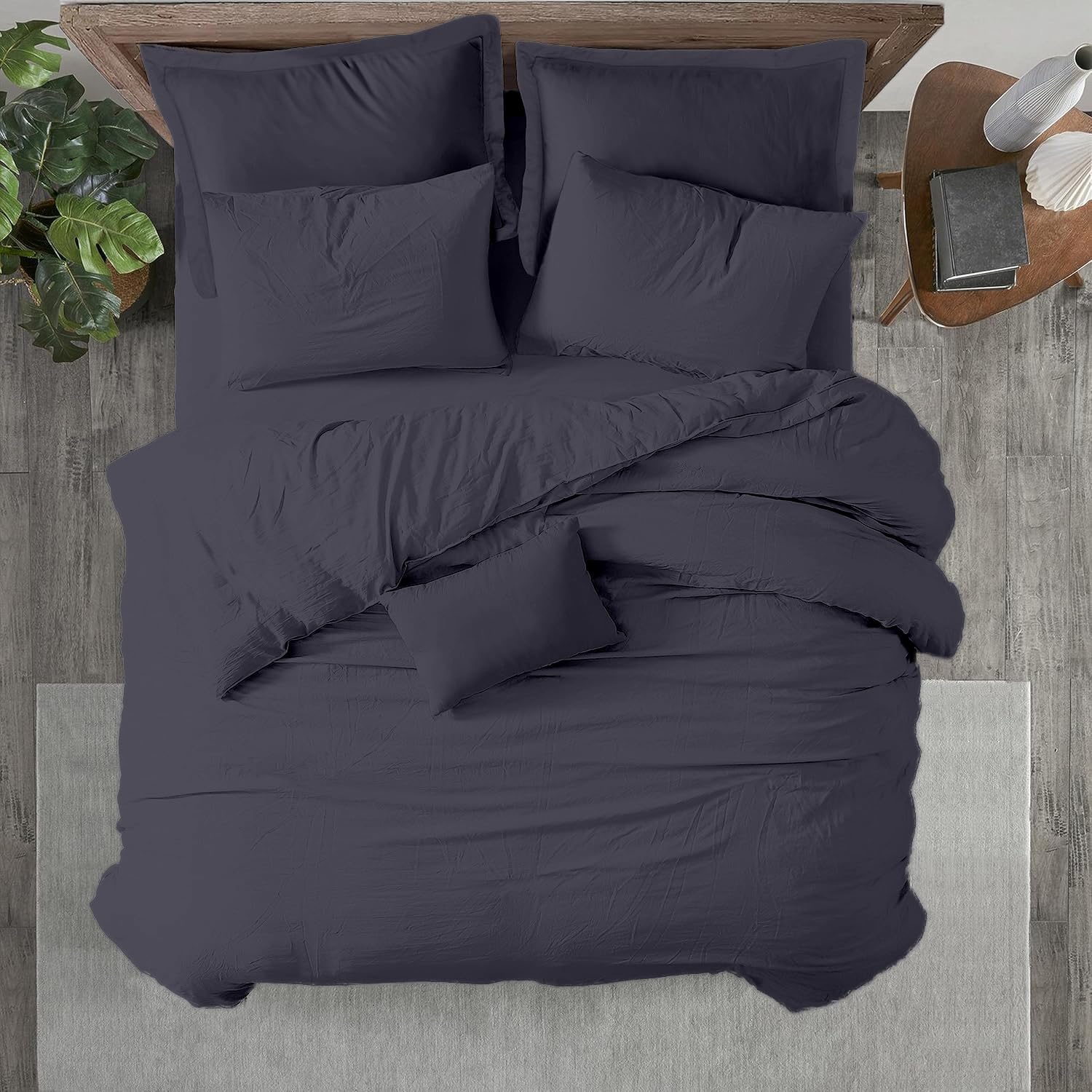 Kotton Culture 1 Pc Queen Size Duvet Cover Only -100% Egyptian Cotton Sateen 600 Thread Count Ultra Soft Premium Durable Comforter Cover Zipper Closure & Corner Ties (Dark Grey, Queen/Full 90" X 90")