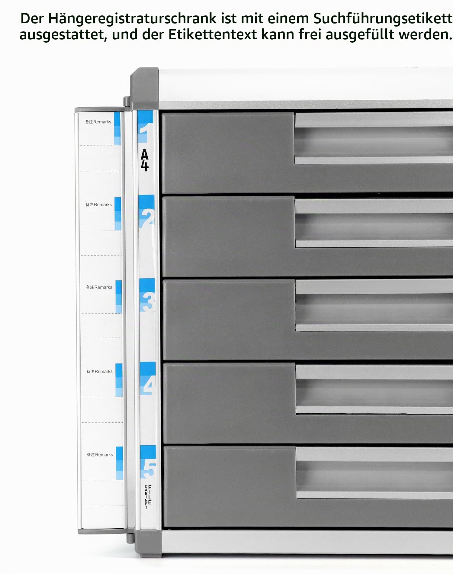 QWORK® Schubladenbox A4, 5 Fächer, Mit Schloss, Aluminiumlegierung, Silber