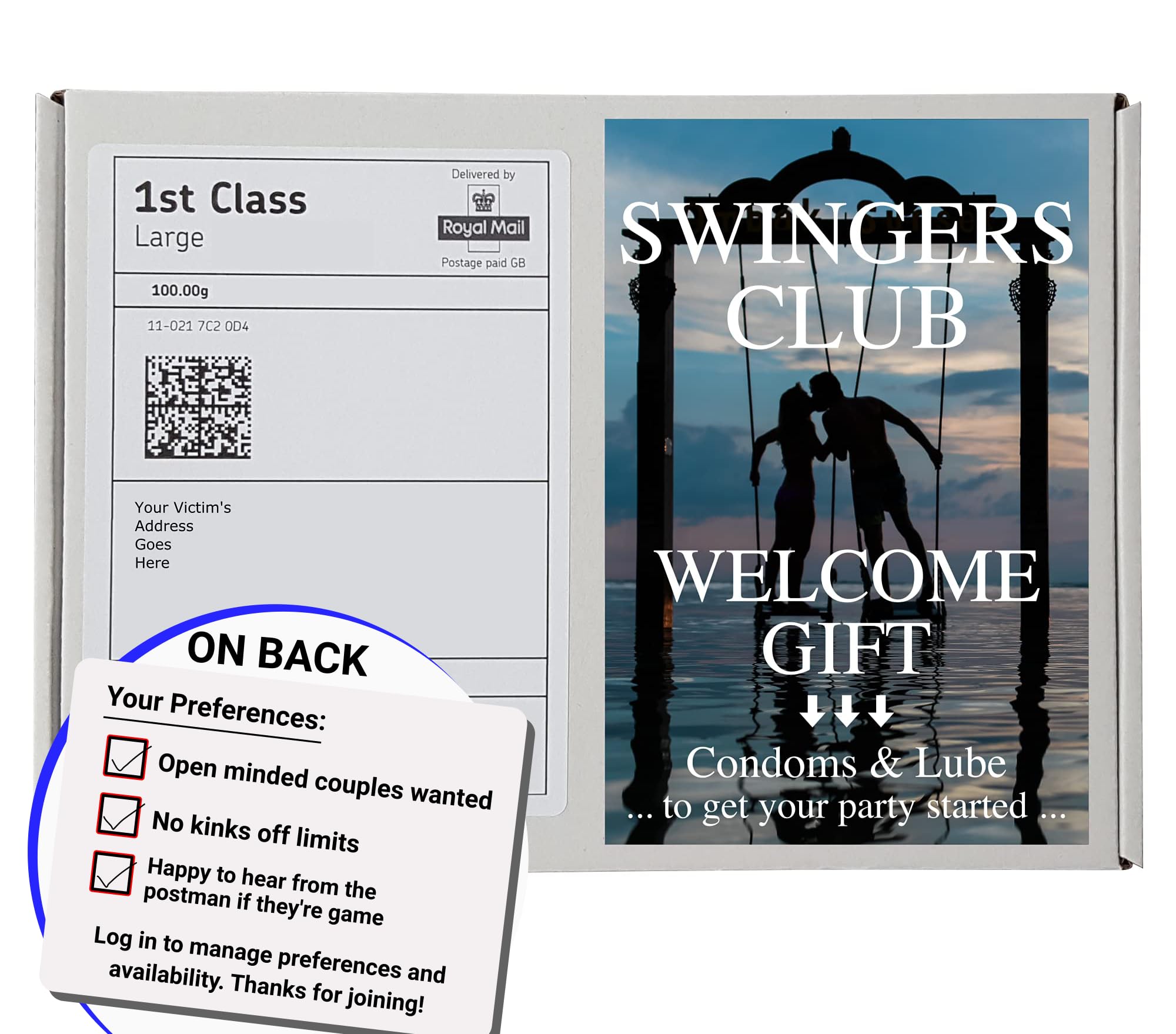 Middle Finger Gifts - X SWINGERS CLUB Prank Gift Box (Sent to Recipient) โ image 1