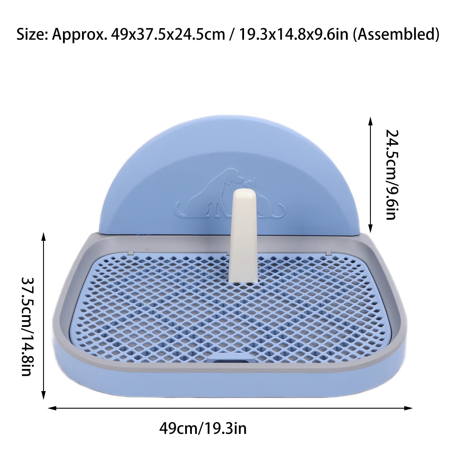 Pssopp Formation de Chien Toilette Chien Pot Clôture Pot Plateau avec Couverture Murale Tapis de Formation Support Protection du Sol Support de Tapis pour Chien(Bleu)