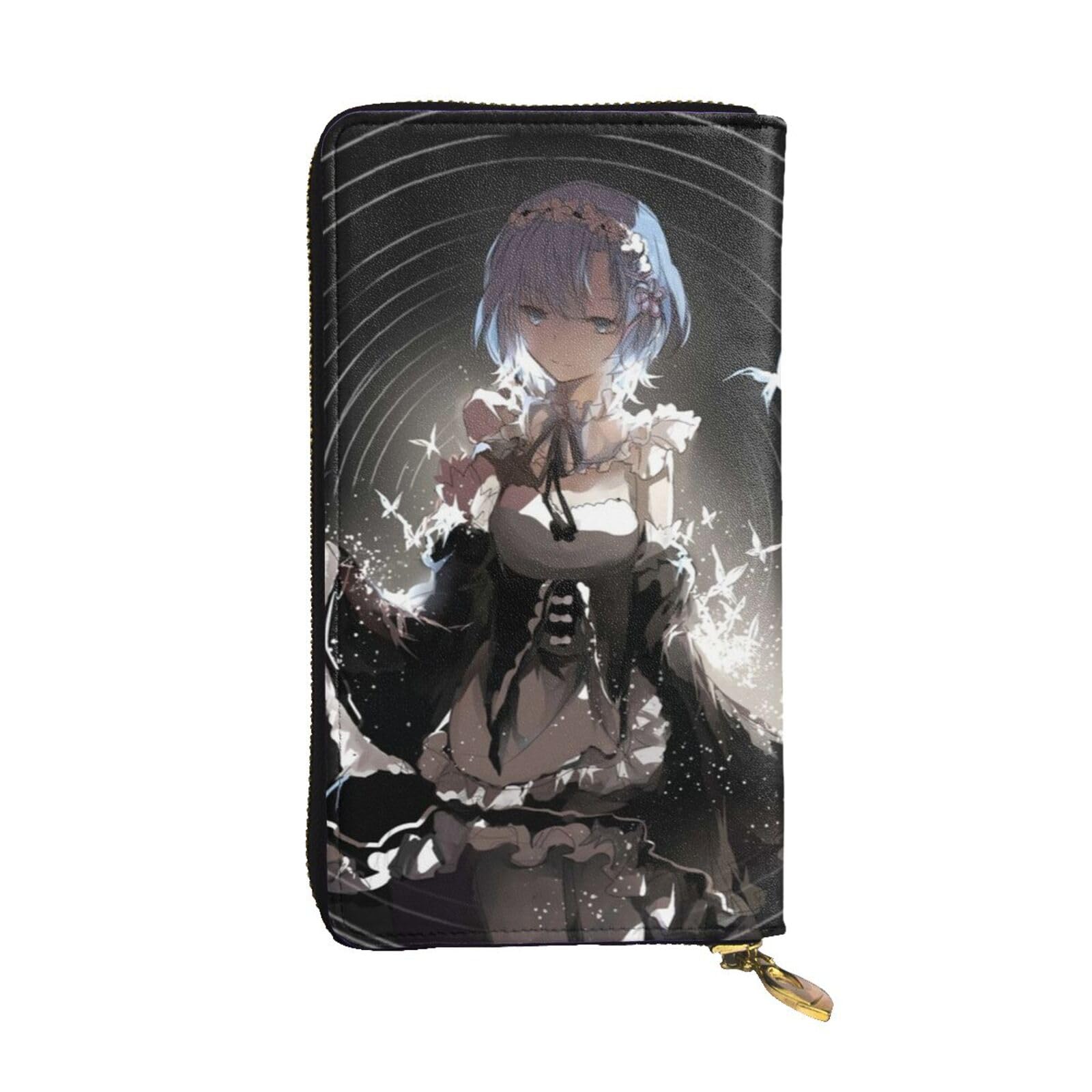 Anime Re Zero Ram and Rem Leather Wallet Microfiber Leather Zip Purse Anime Fashion Long Wallets for Men's Women's