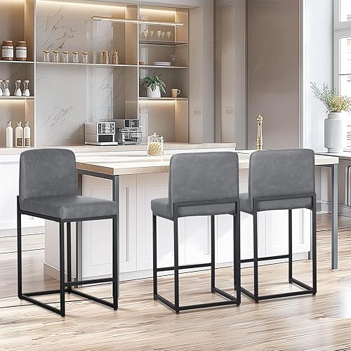 Miniatura 45 de Sophia & William Juego de 2 taburetes de bar marrones, taburetes de bar de 24 pulgadas de altura de mostrador para isla de cocina, taburetes de bar