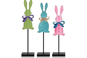 3 Pcs Easter Bunny Table Wooden Signs