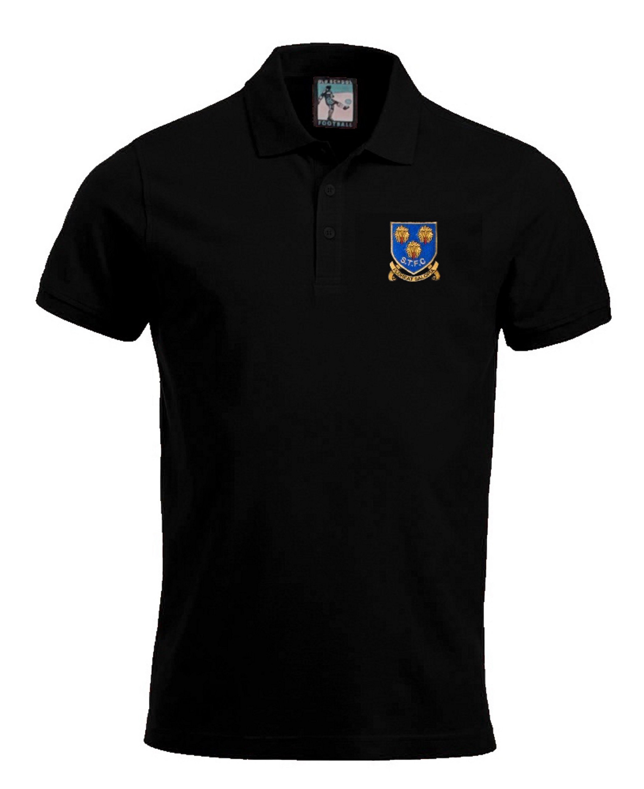Shrewsbury 1993-2007 Retro Football Polo Embroidered Logo Black