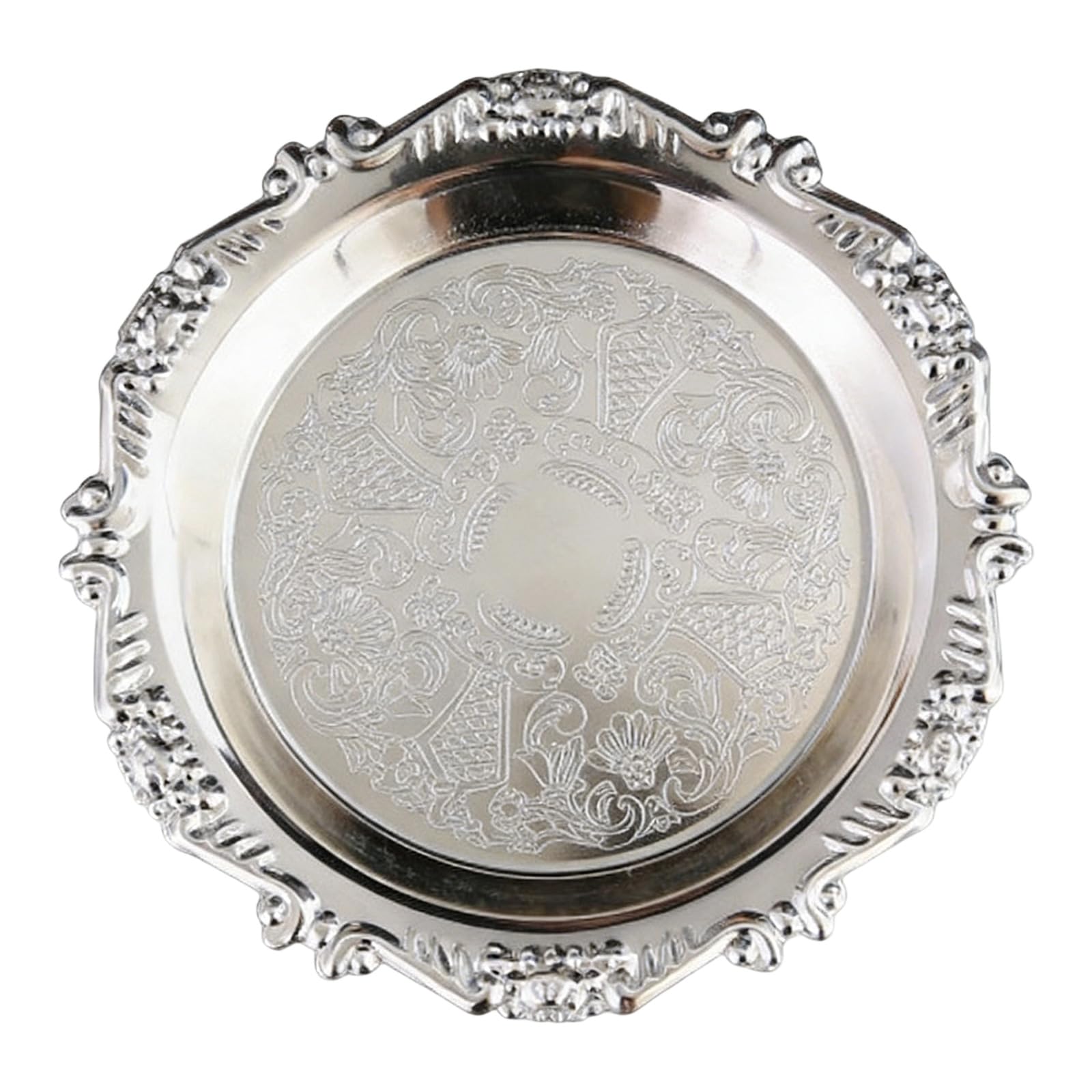 Retro Styles Embossed Iron Tray Suitable As Cake Display or Snacks Servers Feature Sturdy Construction Serving Tray Retro Styles Iron Plate