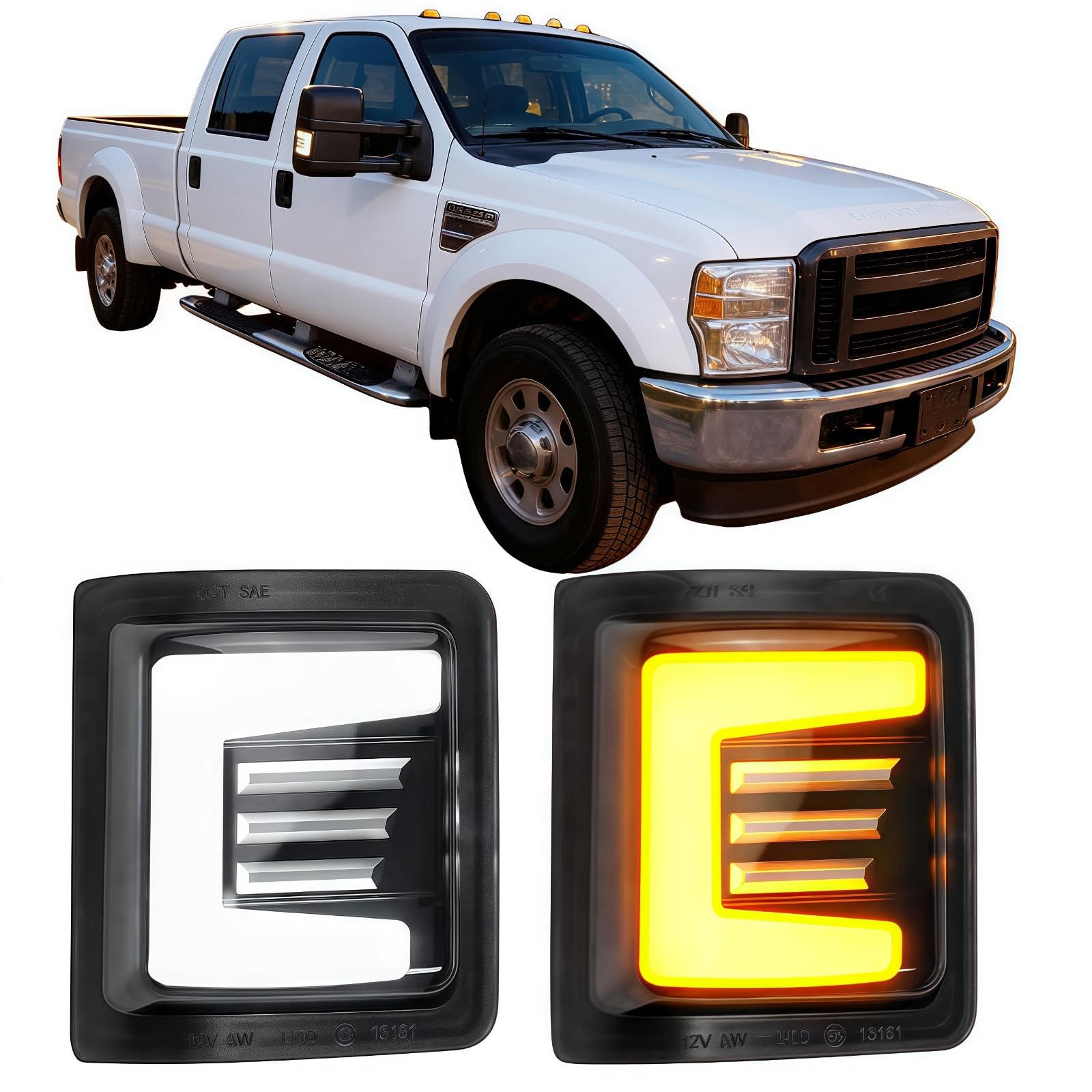 HAHLOMEI LED Switchback Side Mirror Turn Signal Light Amber Turn Signal,White Daytime Running Light Compatible with Ford F250 F350 F450 F550 Super