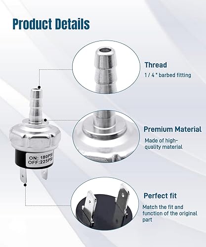 Miniatura 3 de Compresor de aire de 180-225 PSI Interruptor de potencia de presión micro apto para máquinas Dewalt Porter Cable Craftsman, AB-9063290 Piezas de