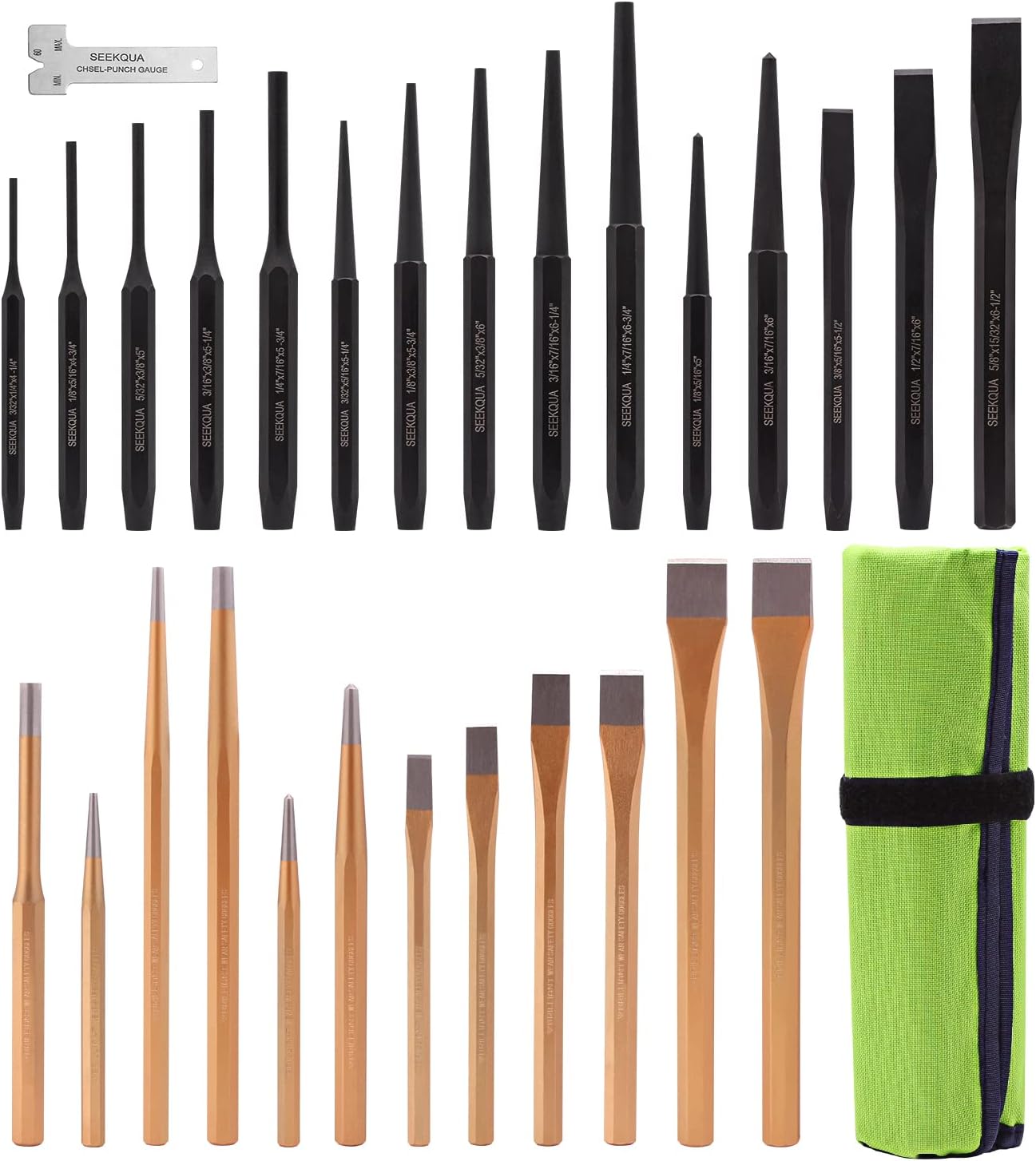 SEEKQUA 28 Pieces Punch and Chisel Set, Including Taper Punch, Cold
