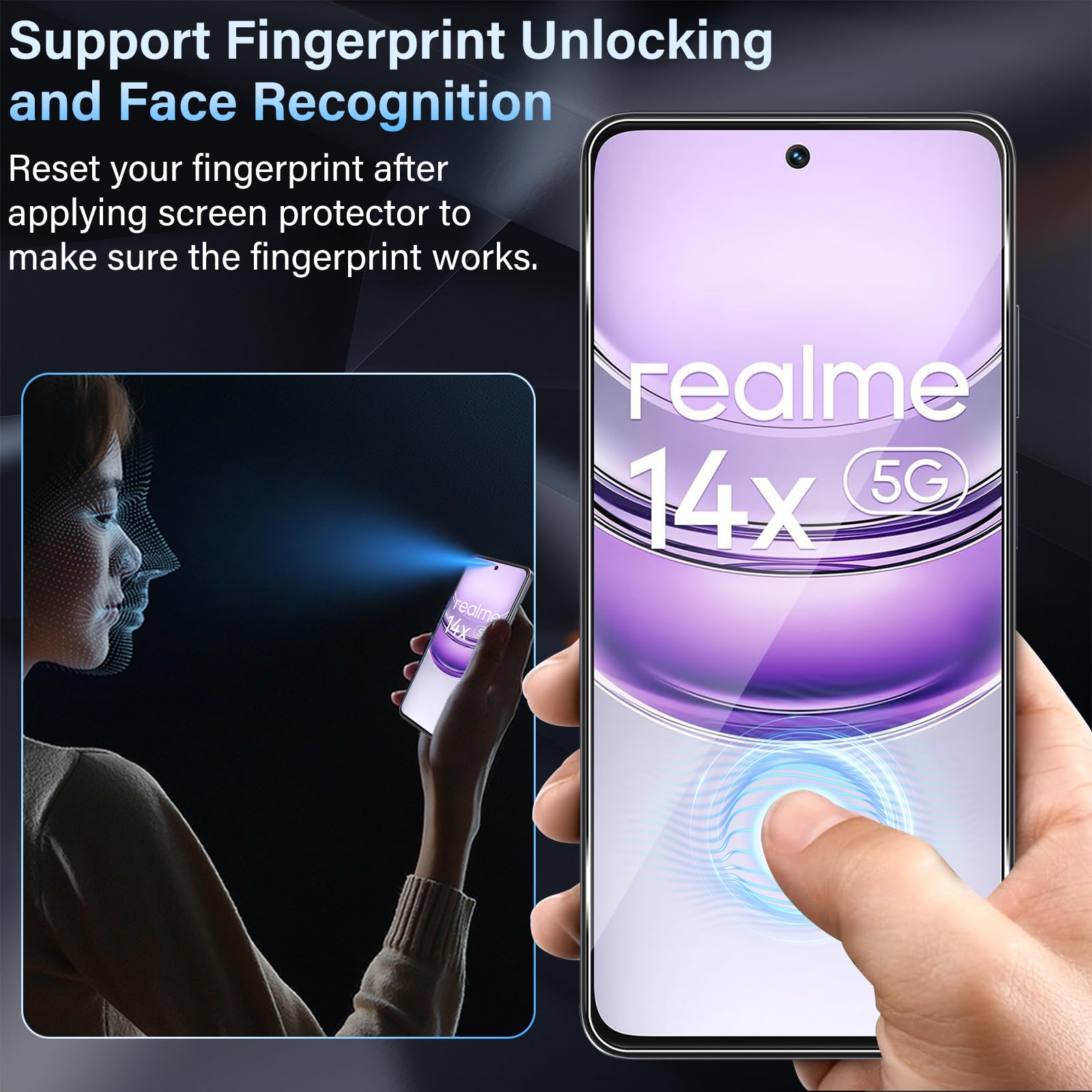 Pellicola Vetro Temperato per Realme 14X 5G [3+3 Pezzi], con HD Protezione Lente Fotocamera, [Durezza 9H Anti Graffi] 0,33mm Vetrino Protezione Schermo Pellicola Protettiva