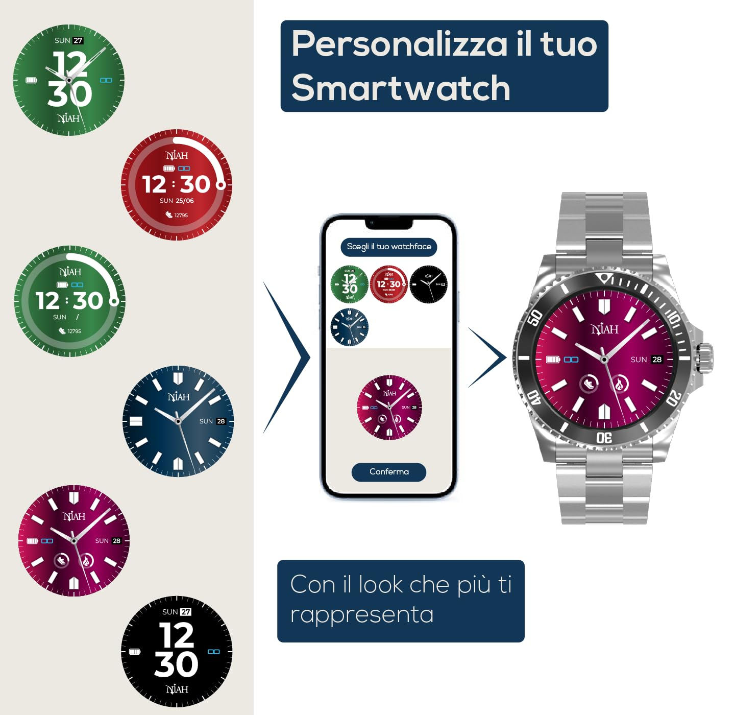TECHMADE Smartwatch Niah Neptune, orologio digitale uomo – Cinturino in silicone nero Stile Sportivo, Display AMOLED, Monitoraggio Salute e Notifiche, chiamate, notifiche, funzione SOS,
