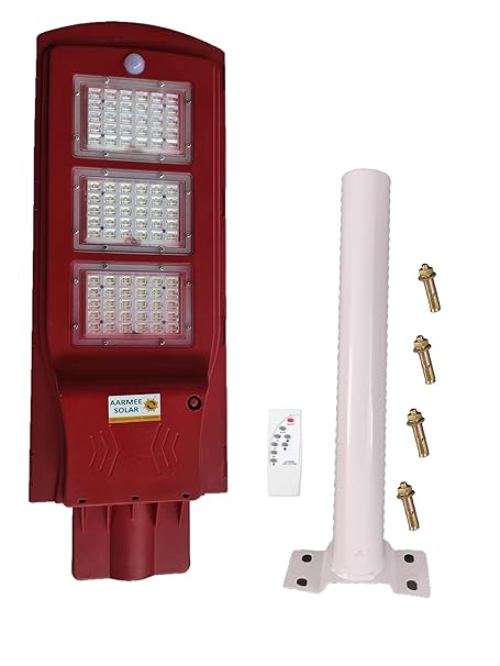 Aarmee Solar Street Light Outdoor 90 Watt Led Chips 15 watt Brightness Aluminium Body, Auto On Off with Motion Sensor 2 Years Warranty (Red)